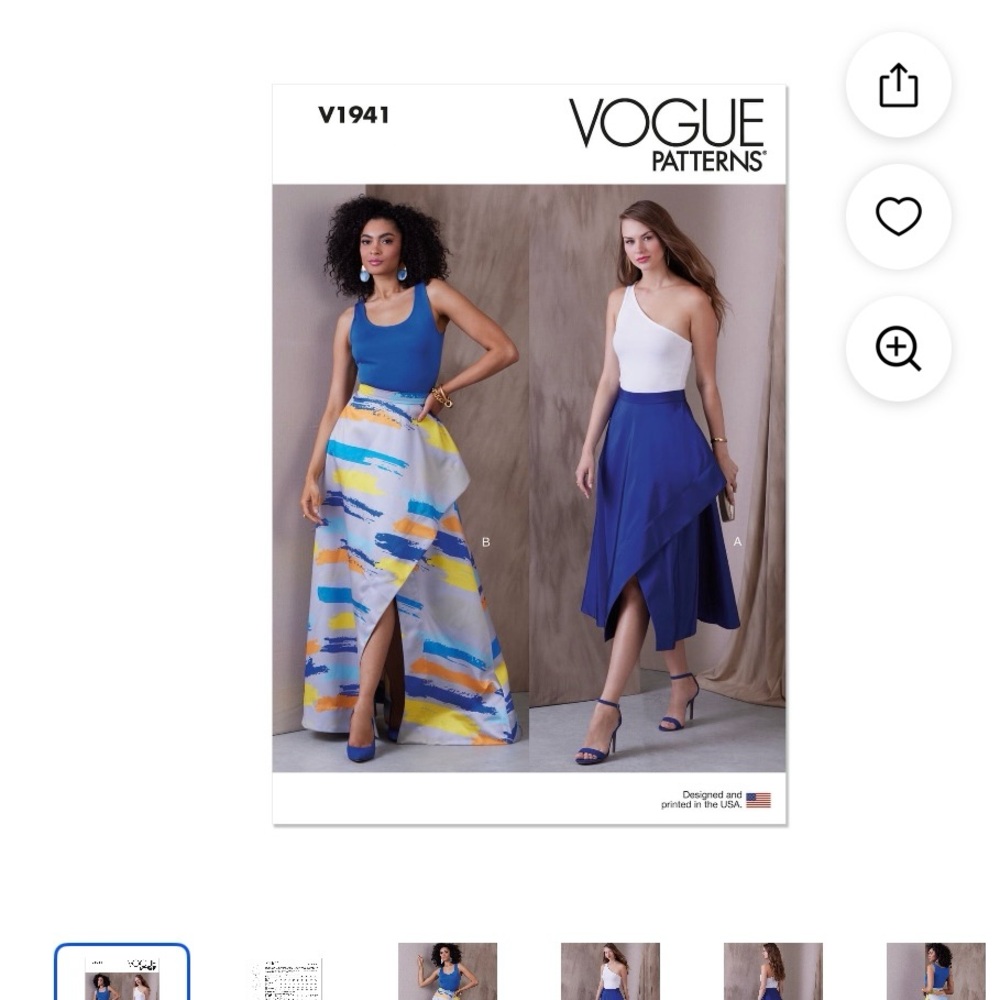 Vogue V1941 Size Y5 Misses Asymmetrical Sharkbite Hem Wrap Skirt Sewing Pattern